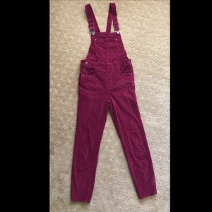 Free People Red Corduroy Overalls